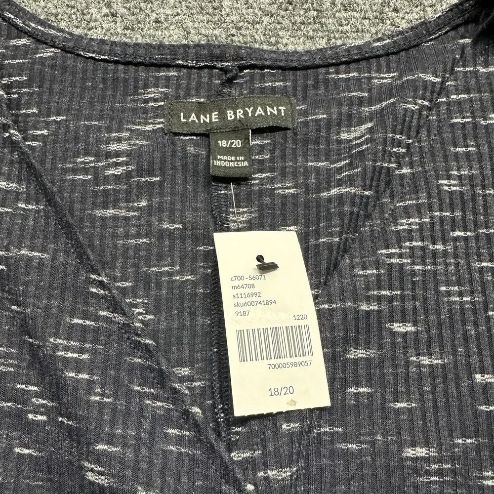 Lane Bryant Blouse Size 18 20 Charcoal Ribbed Faux Wrap Comfy Causal Office NEW - Picture 4 of 10